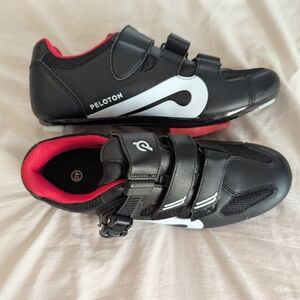 Peloton Black Cycling Shoes with Red Accents